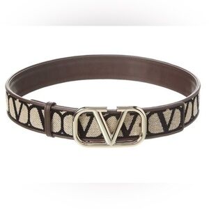 Valentino VLogo 40mm Toile Iconographe Canvas & Leather Belt
